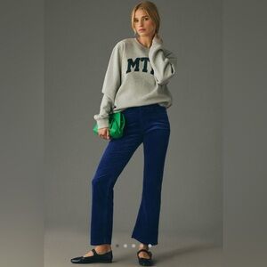 Anthropologie Pilcro Yaya Mid Rise Blue Corduroy Crop Flare Pants Size 23P